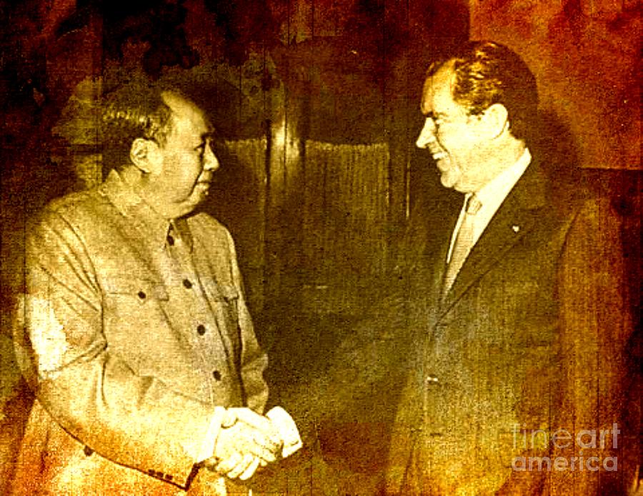 Chairman Mao and Nixon Digital Art by Steven  Pipella