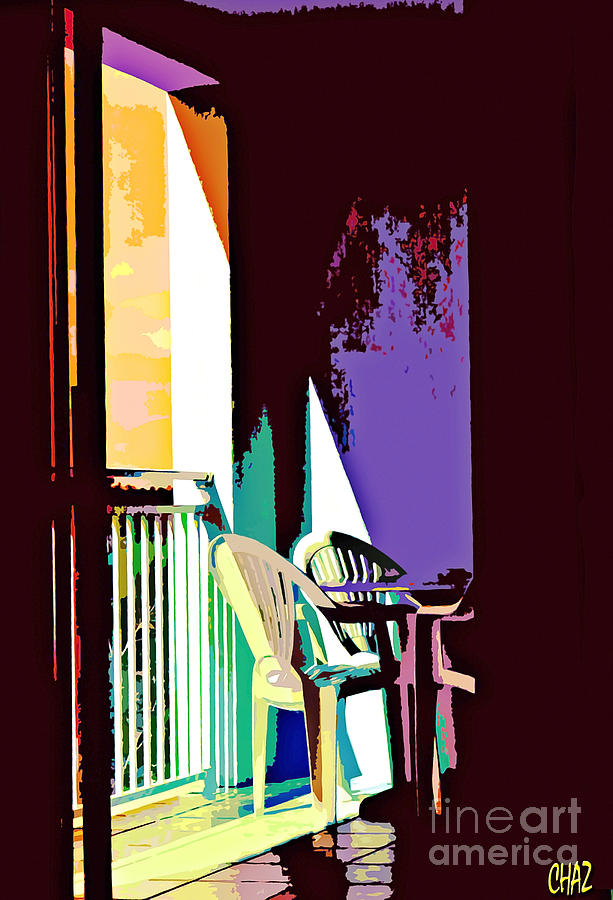 Chairs on the balcony Painting by CHAZ Daugherty