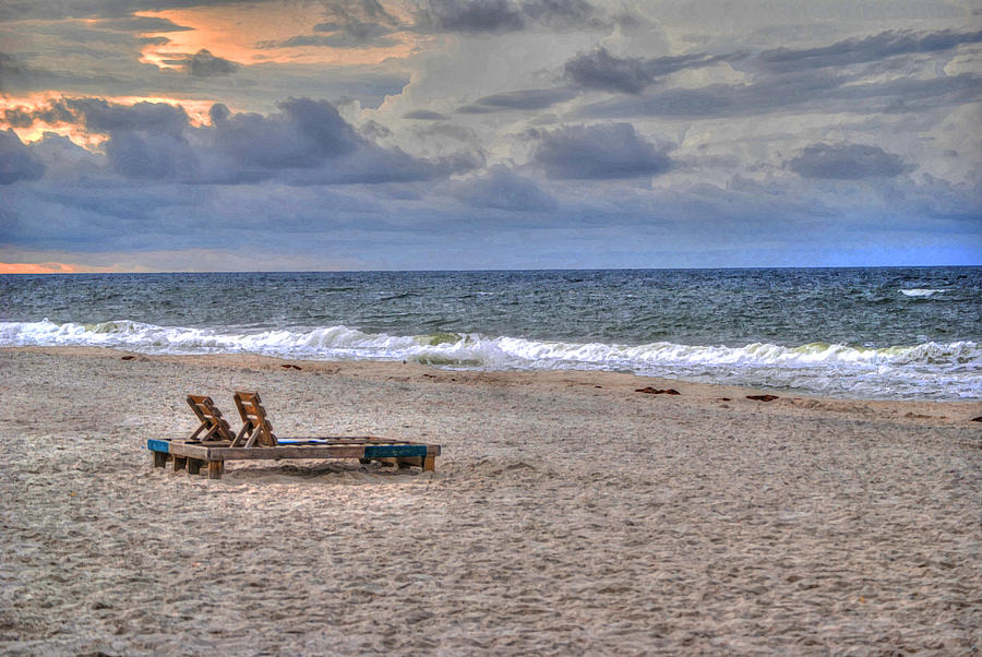 Chairs on the Beach in Aug Digital Art by Michael Thomas
