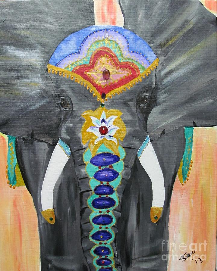 Chakra Elephant Painting by Susan Voidets