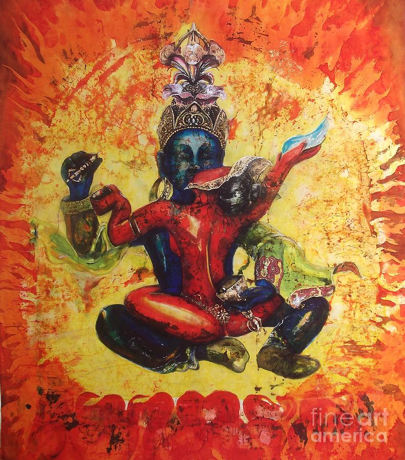 Tilly Campbell Allen Painting - Chakrasmvara and Vajravarahi by Silk Alchemy