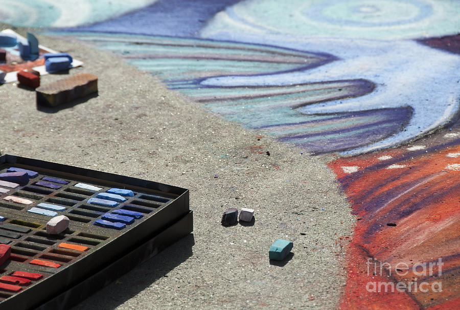 Chalk Art Supplies on the Street Photograph by Juli Scalzi