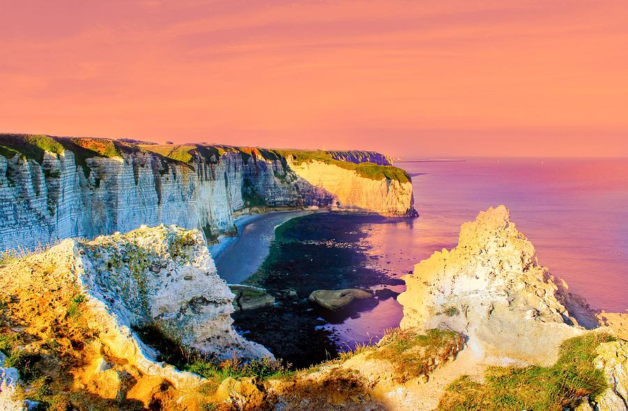 Sunset Photograph - Chalk Cliffs of Normandy France by Julia Fine Art And Photography