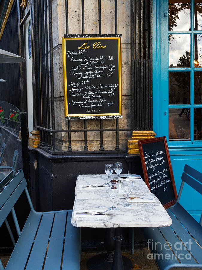 Wine Photograph - Chalkboard at an outdoor cafe in Paris by Louise Heusinkveld