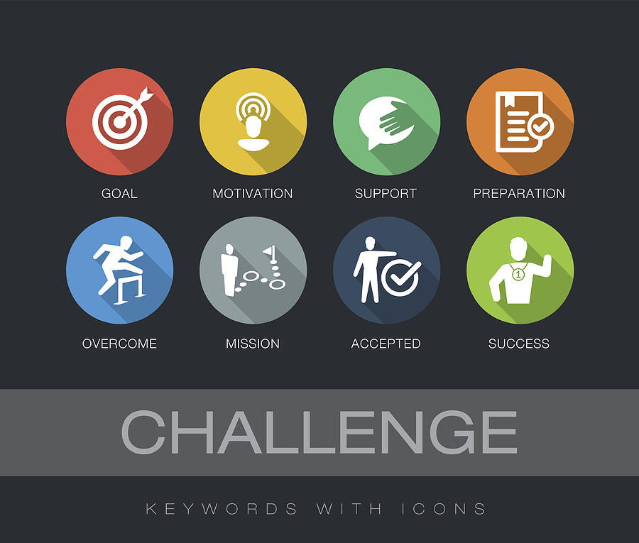 Challenge keywords with icons Drawing by Enis Aksoy