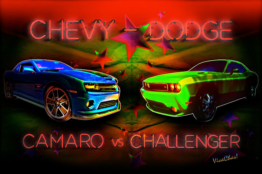 Challenger vs Camaro Under the Big Tent Photograph by Chas Sinklier