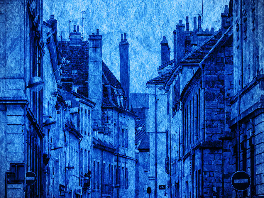 Chalone Sur Soane Rooftops Blue Photograph by Bob Coates