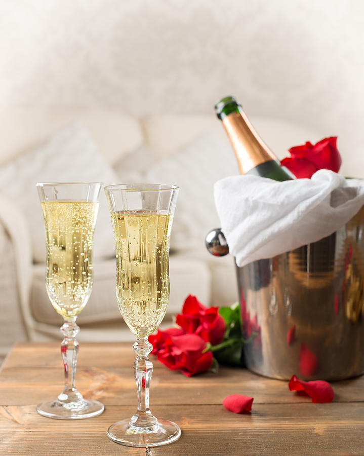 Rose Photograph - Champagne And Ice Bucket by Amanda Elwell