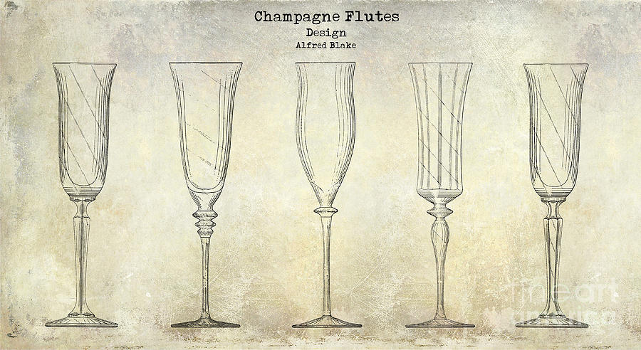 Vintage Photograph - Champagne Flutes Design Patent Drawing by Jon Neidert