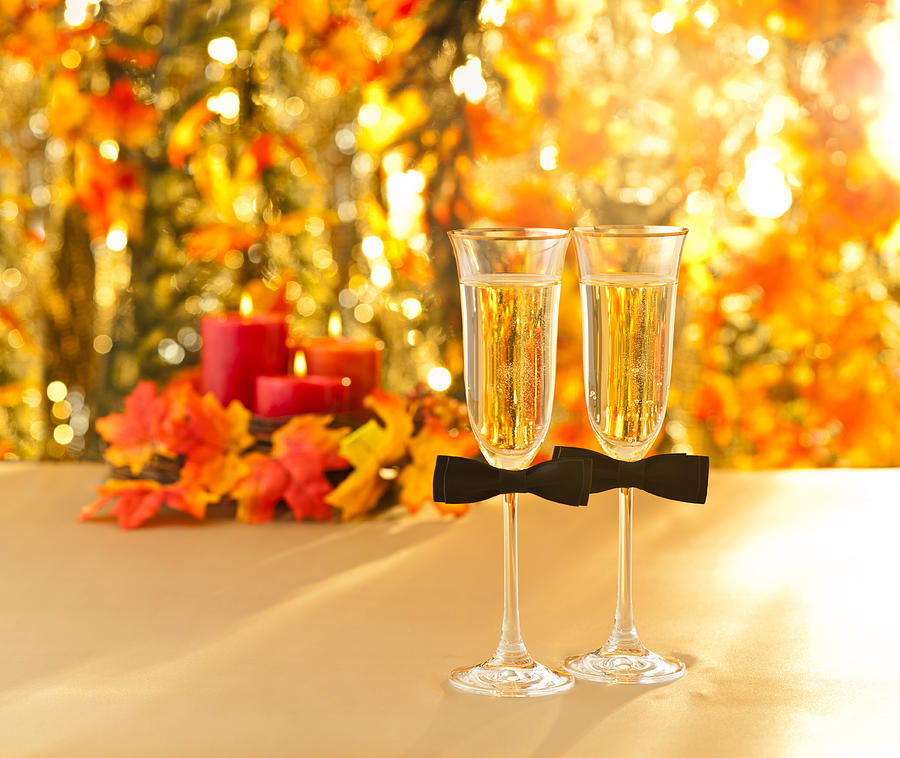 Champagne glasses with conceptual same sex decoration for gay Photograph by U Schade