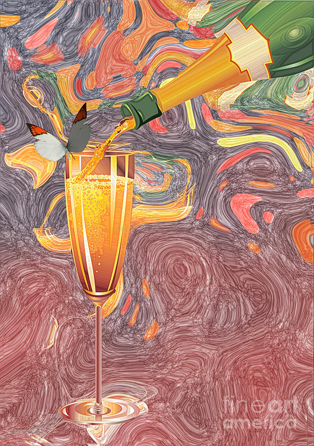 Abstract Digital Art - Champagne VAN GOGH  by Liane Wright