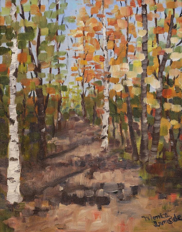 Champlain Road Fall Walking Trail Painting by Monica Ironside