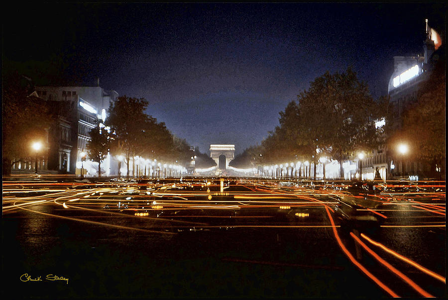 Champs Elysees at Night Photograph by Chuck Staley