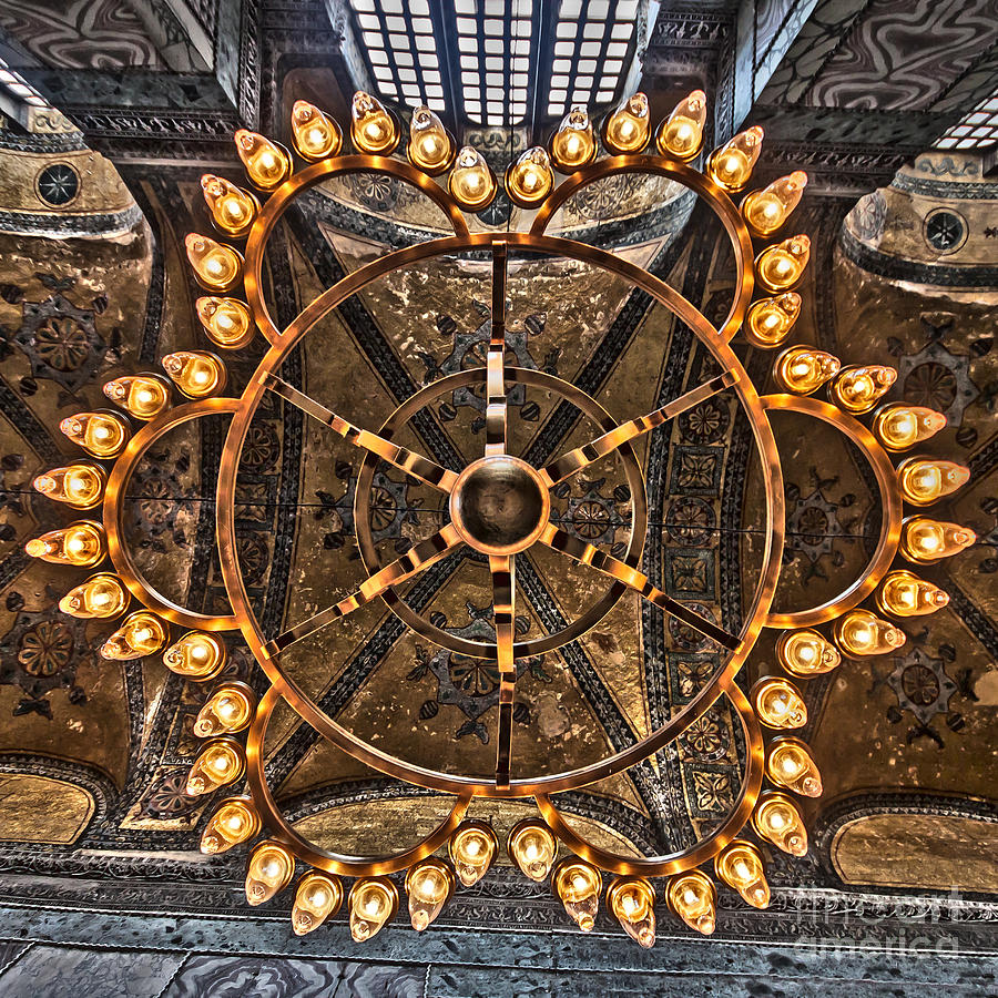 Chandelier At Hagia Sophia Photograph
