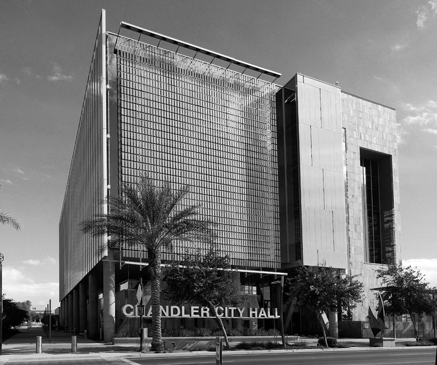 Chandler City Hall BW Photograph by C H Apperson