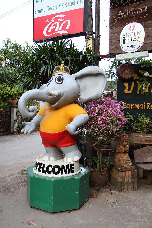 Elephant Photograph - Chang Statue - Banmai Resort and Restaurant - Pak Chong Thailand - 01131 by DC Photographer