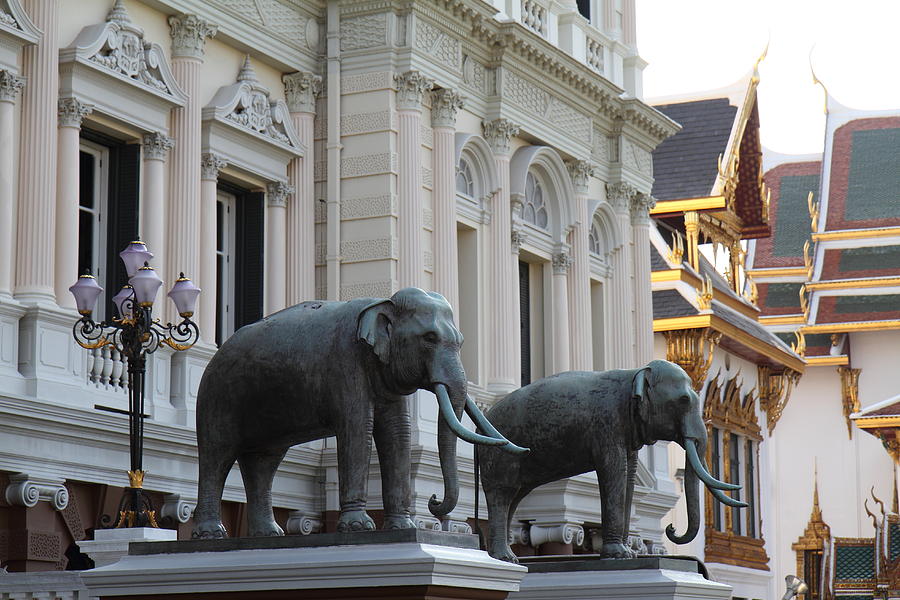 Elephant Photograph - Chang Statue - Grand Palace in Bangkok Thailand - 01133 by DC Photographer