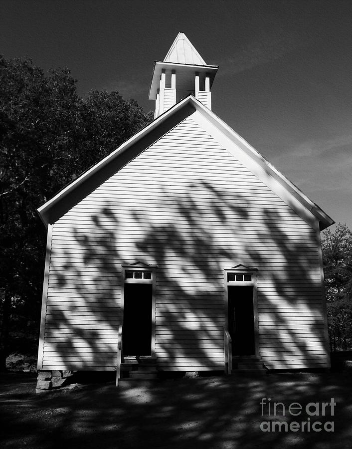 Chapel In The Woods BW Photograph by Mel Steinhauer