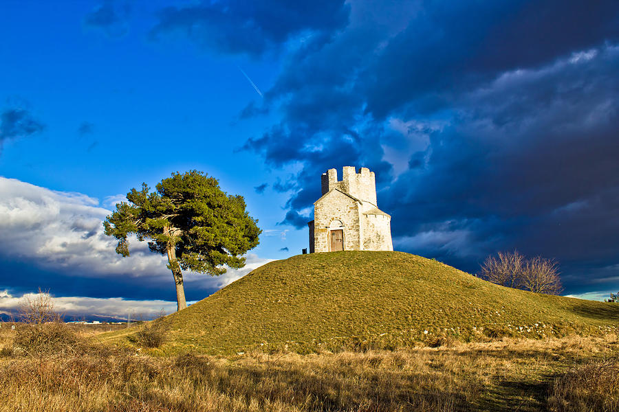 Chapel on green hill Nin Dalmatia Photograph by Brch Photography