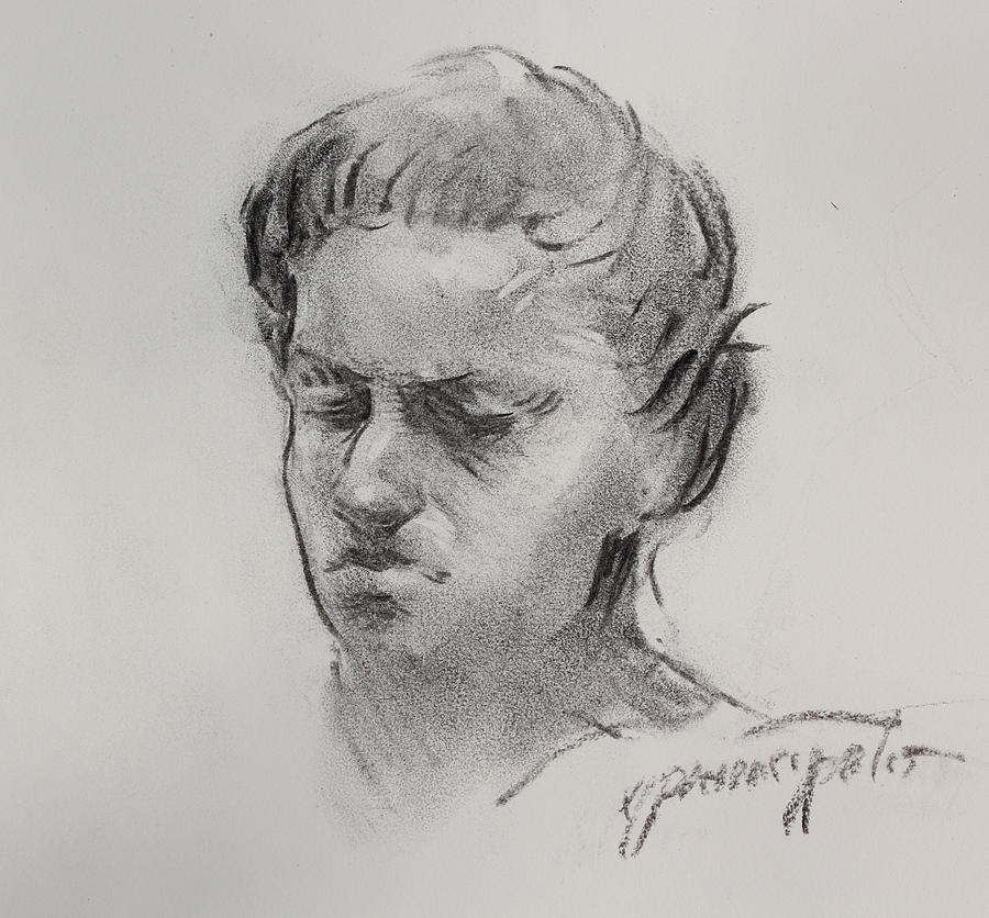 John Singer Sargent Drawing - Charcoal portrait sketch by Ernest Principato