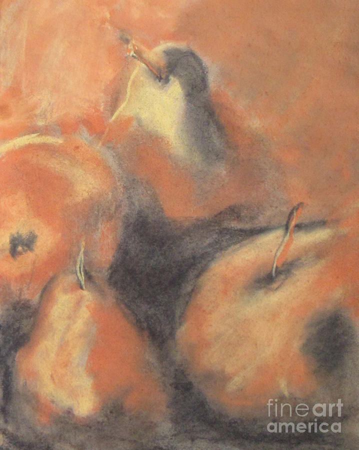 Apple Pastel - Charcoal Sketch Fruit by Patricia Cleasby