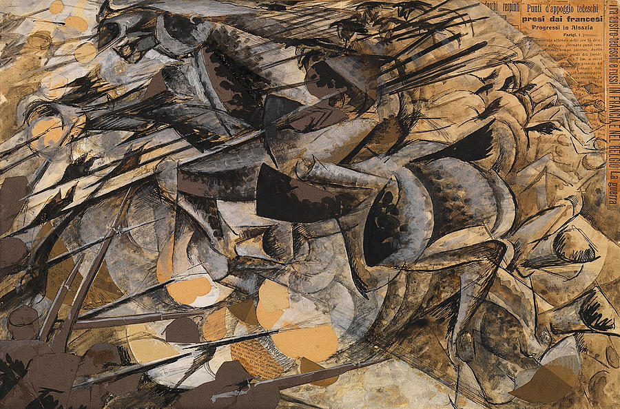 Charge Lancers Painting by Umberto Boccioni