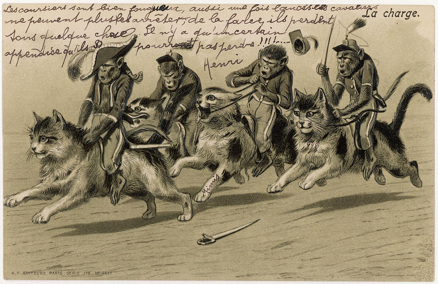 Animal Drawing - charge Of The Monkey Brigade  Monkeys by Mary Evans Picture Library