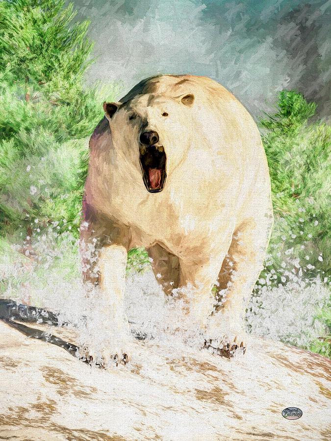 Charging Polar Bear Digital Art by Daniel Eskridge