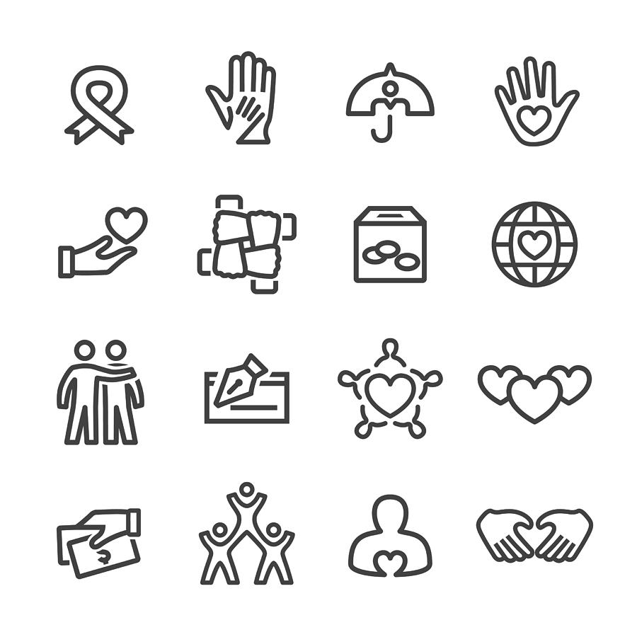 Charity and Relief Icons - Line Series Drawing by -victor-