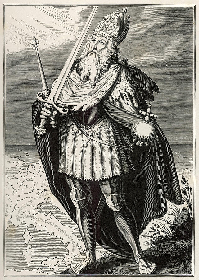 Charlemagne Depicted As Ruler Of Europe Drawing by Mary Evans Picture