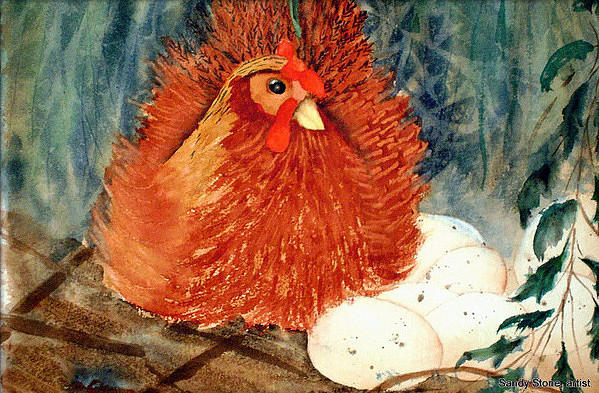 Hen Painting - Charlenes Rooster by Sandra Stone