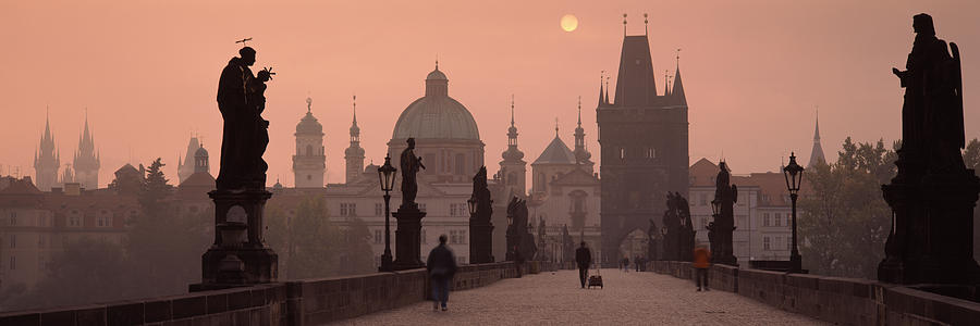 Charles Bridge At Dusk With The Church Photograph by Panoramic Images