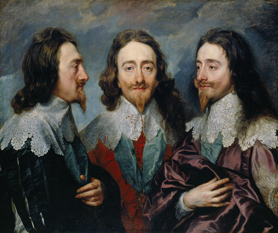 Charles I in Three Positions Painting by Anthony van Dyck