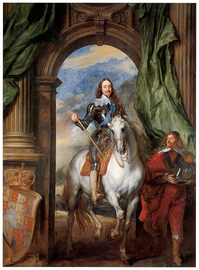 Horse Painting - Charles I with M de St Antoine by Sir Anthony Van Dyck