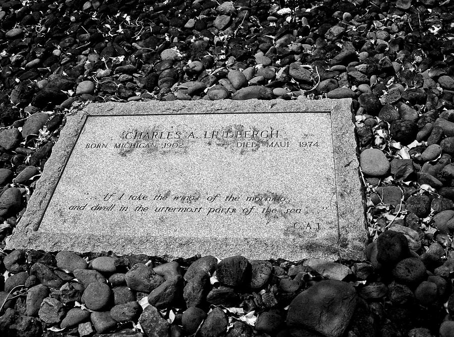 Charles Lindbergh Memorial Stone B W  Photograph by Connie Fox