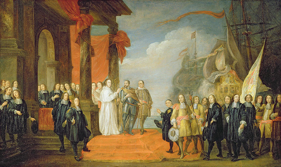 Habsburg Painting - Charles V Leaving The Town Of Dort by David the Elder Teniers Habsburg Painting - Charles V Leaving The Town Of Dort by David the Elder Teniers