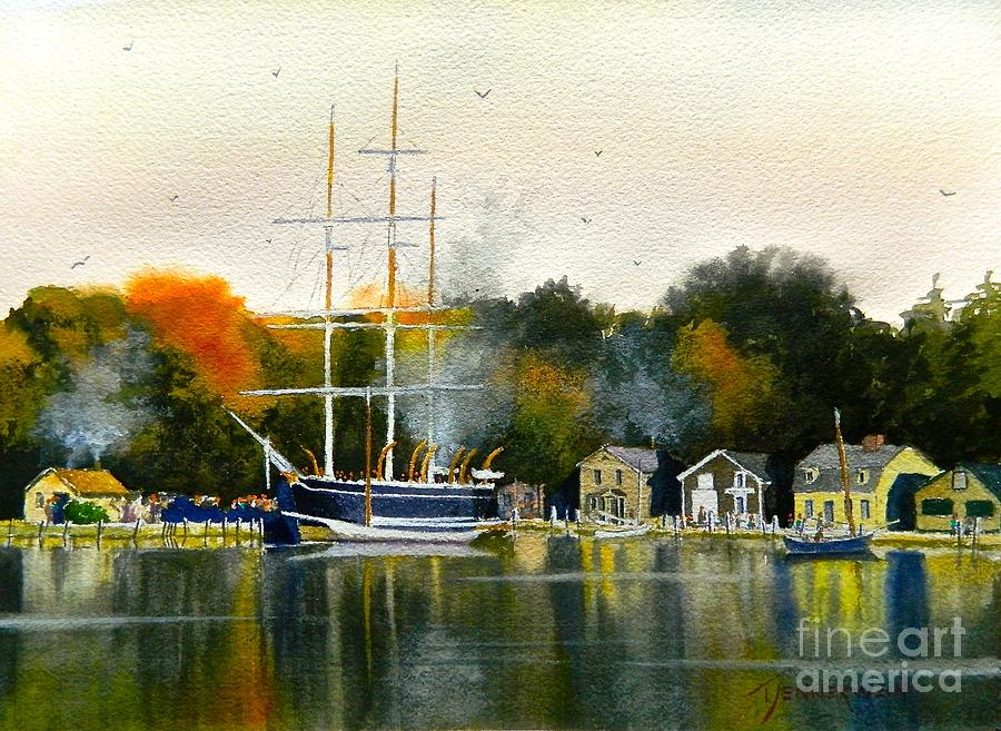 Whaling Painting - Charles W Morgan Mystic Ct by Tom Jennerwein