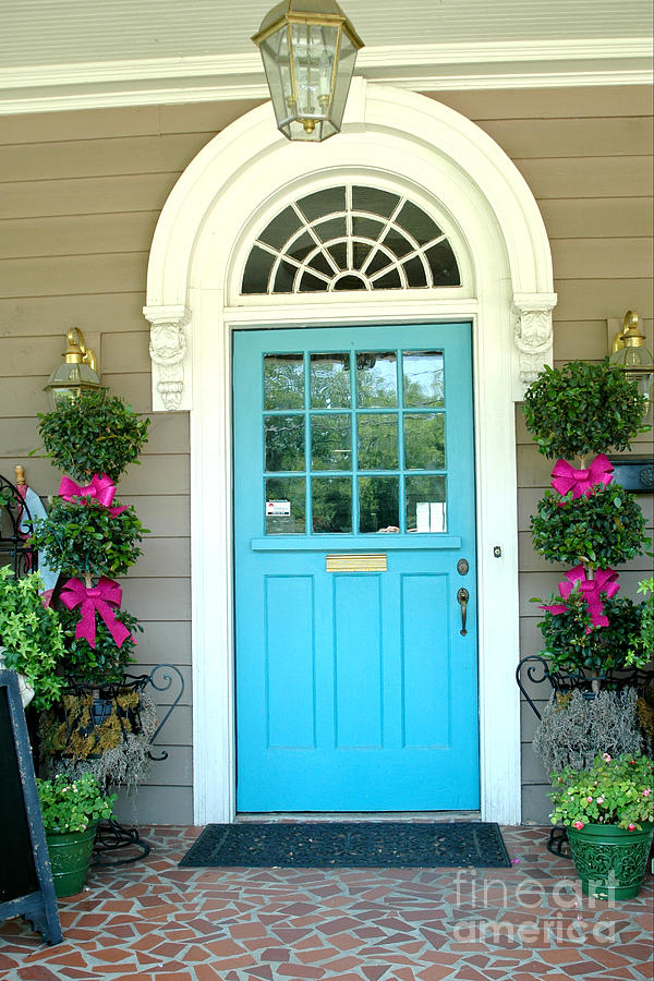 Charleston French Quarter Door - French Quarter Doors - Charleston Aqua Blue Teal Garden Door Photograph by Kathy Fornal
