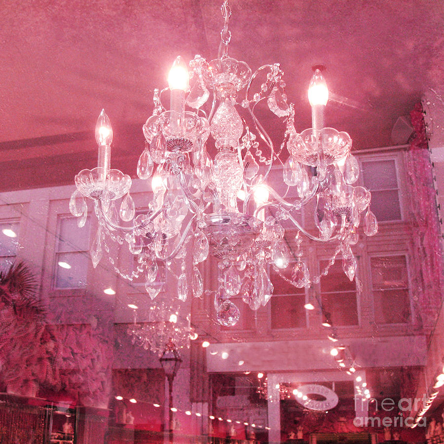 Chandeliers Photograph - Charleston Crystal Chandelier - Sparkling Pink Crystal Chandelier Art Deco by Kathy Fornal