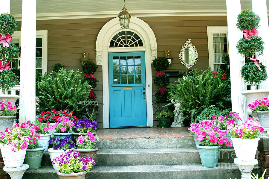 Charleston Garden Flowers Photograph - Charleston Garden- Blue Door Garden and Floral Art by Kathy Fornal