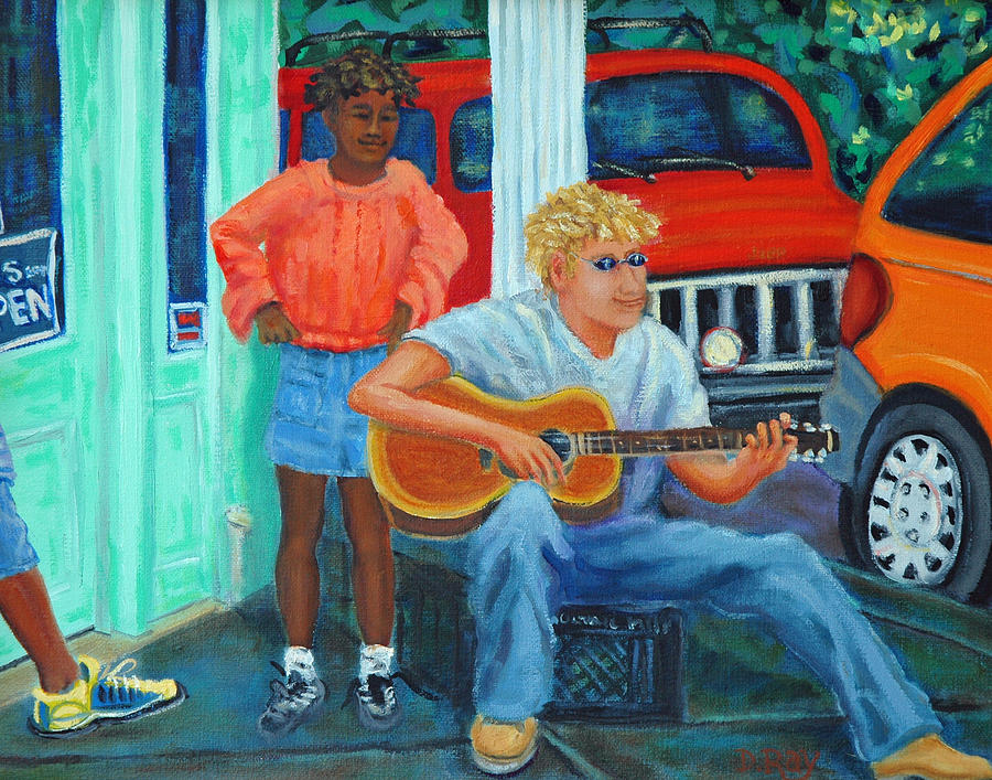 Charleston Guitar Man 11x14 Painting by Dwain Ray
