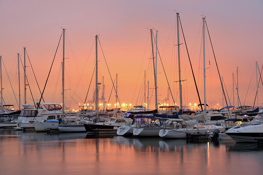 Charleston Harbor Marina At Sunset Photograph by Aimintang