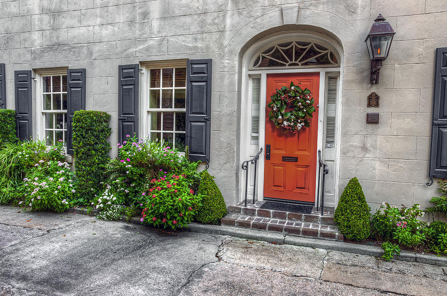 Charleston Historic District - Orange Door Photograph by Douglas Berry
