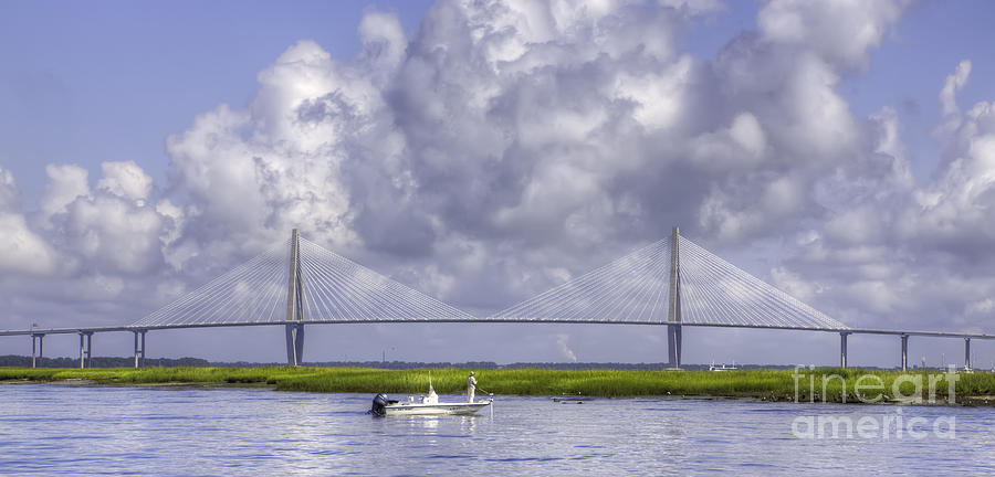 Charleston Photograph - Charleston Inshore Fishing Cooper River Bridge by Dustin K Ryan