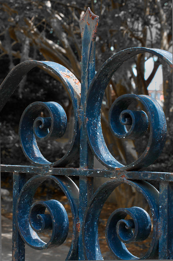 Charleston Ironwork in Blue Photograph by Debbie Karnes