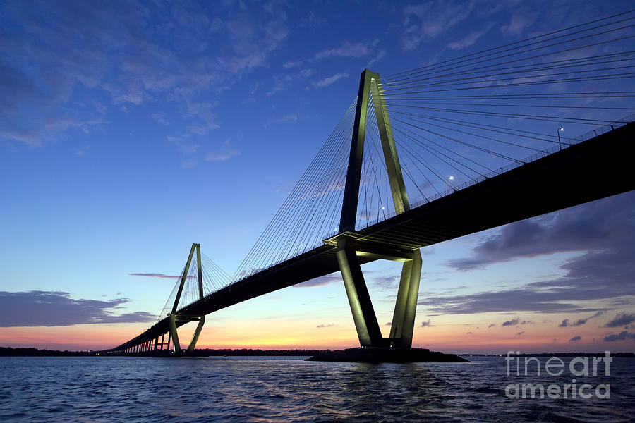 Sunset Photograph - Charleston Ravenel Bridge Sunset by Dustin K Ryan
