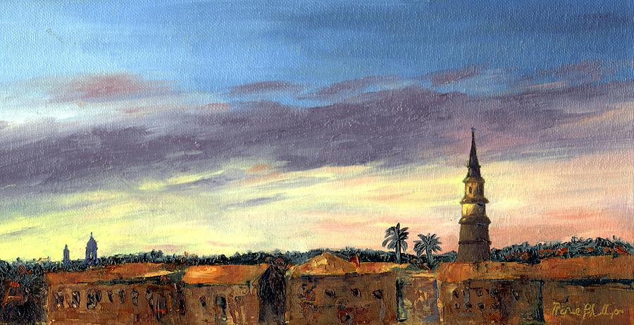 Sunset Painting - Charleston Rooftop Sunset by Rosie Phillips Sunset Painting - Charleston Rooftop Sunset by Rosie Phillips