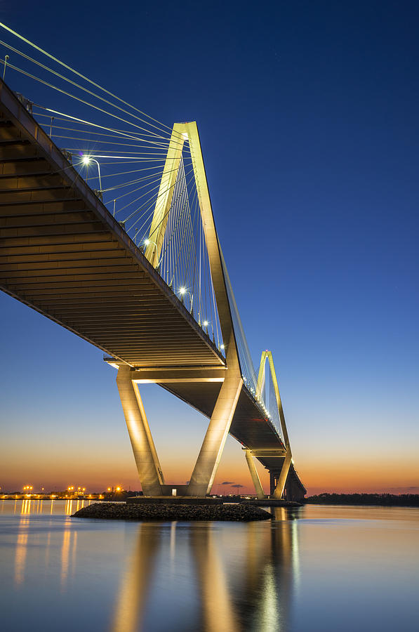 Sunset Photograph - Charleston SC Arthur Ravenel Jr. Bridge at Sunset by Dave Allen
