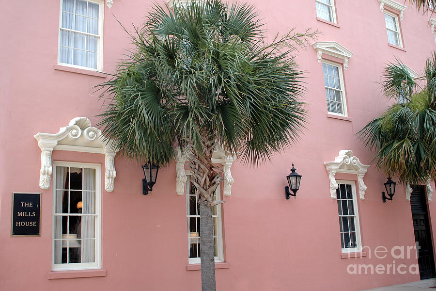 Charleston South Carolina Pink Architecture Historical District - The Mills House Photograph by Kathy Fornal