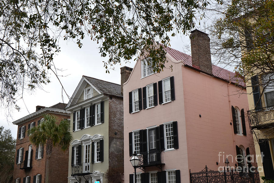 Charleston Houses Photograph - Charleston South Carolina Rainbow Row Historic Homes District by Kathy Fornal